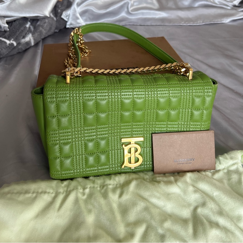Burberry Small Quilted Lambskin in Marsh Green